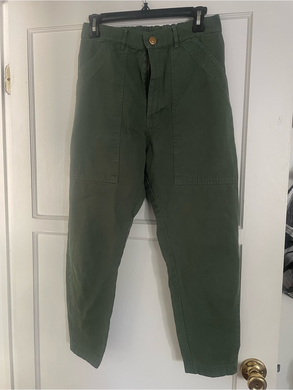 Big Bud Press Dark Olive High-Waist Straight Utility Pants